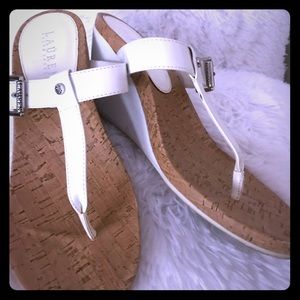 Ralph Lauren White Wedge Sandals